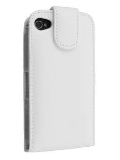 Genuine Leather Flip Case for iPhone 4/4S - White Leather Flip Case