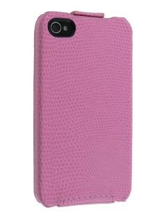 Synthetic Leather Flip Case for iPhone 4/4S - Baby Pink Leather Flip Case