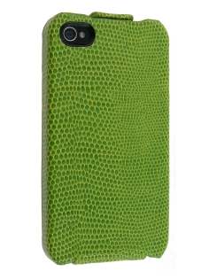 Synthetic Leather Flip Case for iPhone 4/4S - Lime Green Leather Flip Case