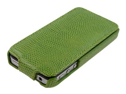 Synthetic Leather Flip Case for iPhone 4/4S - Lime Green