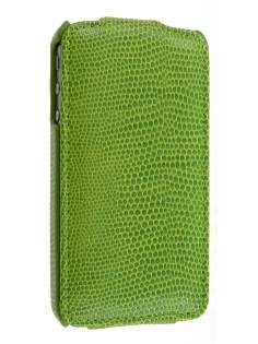 Synthetic Leather Flip Case for iPhone 4/4S - Lime Green