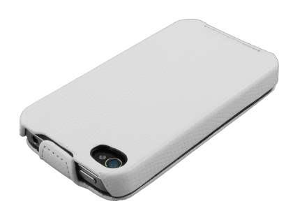 Synthetic Leather Flip Case for iPhone 4/4S - White