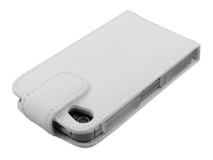 Genuine Leather Flip Case for iPhone 4/4S - White
