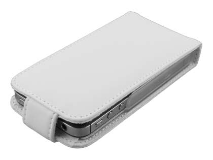 Genuine Leather Flip Case for iPhone 4/4S - White