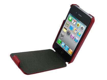 Synthetic Leather Flip Case for iPhone 4/4S - Red