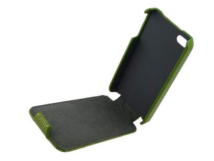 Synthetic Leather Flip Case for iPhone 4/4S - Lime Green