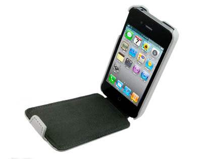 Synthetic Leather Flip Case for iPhone 4/4S - White