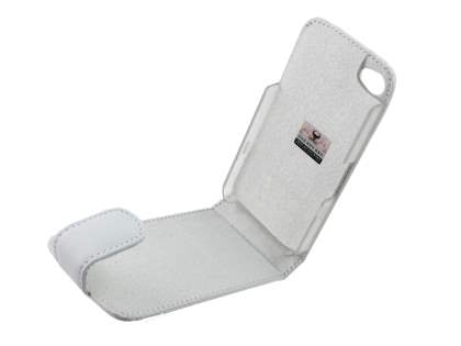 Genuine Leather Flip Case for iPhone 4/4S - White