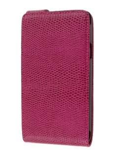 Synthetic Snakeskin Leather Flip Case for Samsung I9100 Galaxy S2 - Hot Pink