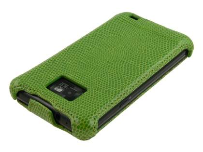 Samsung I9100 Galaxy S2 Slim Synthetic Leather Flip Case - Lime Green