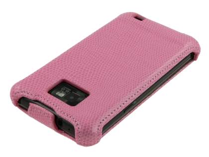Synthetic Leather Flip Case for Samsung I9100 Galaxy S2 - Baby Pink