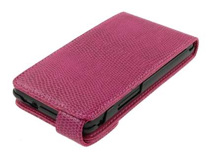 Synthetic Snakeskin Leather Flip Case for Samsung I9100 Galaxy S2 - Hot Pink