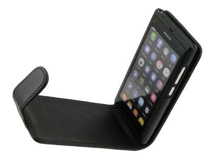 Synthetic Leather Flip Case for Nokia N9 - Black
