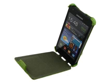 Samsung I9100 Galaxy S2 Slim Synthetic Leather Flip Case - Lime Green