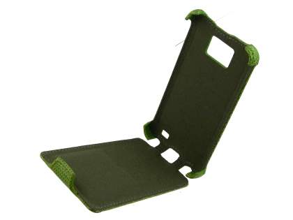 Samsung I9100 Galaxy S2 Slim Synthetic Leather Flip Case - Lime Green