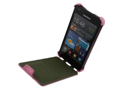 Synthetic Leather Flip Case for Samsung I9100 Galaxy S2 - Baby Pink