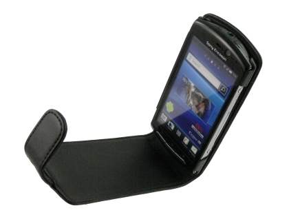 Synthetic Leather Flip Case for Sony Ericsson Xperia neo - Black