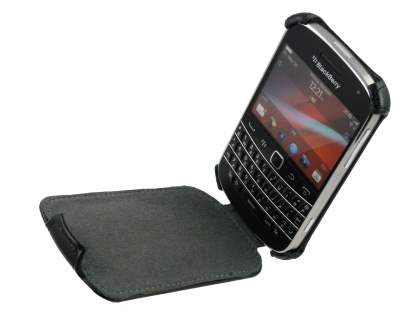 BlackBerry Bold 9900 Slim Synthetic Leather Flip Case - Classic Black