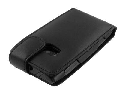 Genuine Leather Flip Case for Nokia X7 - Black