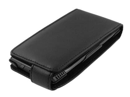 Genuine Leather Flip Case for Nokia X7 - Black