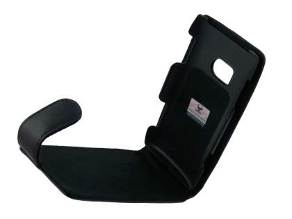 Genuine Leather Flip Case for Nokia X7 - Black