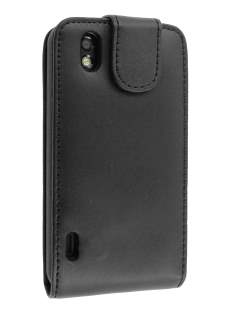 Genuine Leather Flip Case for LG Optimus Black P970 - Black Genuine Leather Flip Case for LG Optimus Black P970 - Black