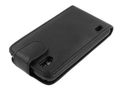 Genuine Leather Flip Case for LG Optimus Black P970 - Black