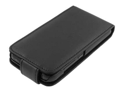 Genuine Leather Flip Case for LG Optimus Black P970 - Black