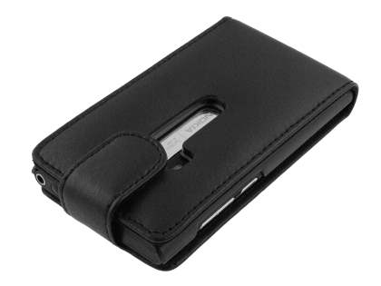 Genuine Leather Flip Case for Nokia N9 - Black