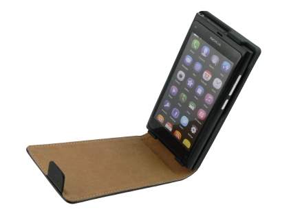 Synthetic Leather Flip Case for Nokia N9 - Black