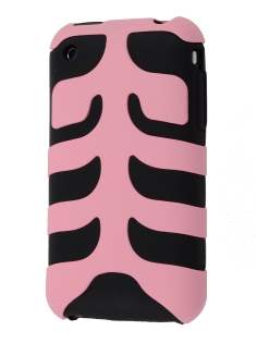 Two Piece Back Case for iPhone 3G/3GS - Baby Pink/Black Dual-Design Case