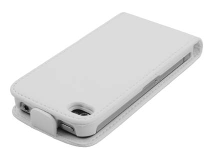 Synthetic Leather Flip Case for iPhone 4S/4 - White
