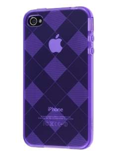 Retro Checkered-Pattern TPU Case for iPhone 4S - Purple Retro Checkered-Pattern TPU Case for iPhone 4S - Purple