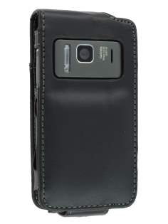 Synthetic Leather Flip Case for Nokia N8 - Black