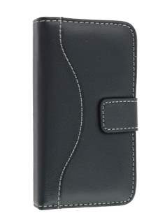 TS-CASE Genuine Leather Wallet Case for iPhone 4/4S - Black