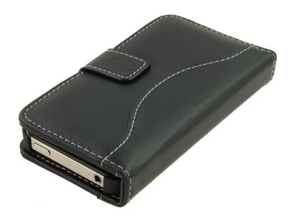 TS-CASE Genuine Leather Wallet Case for iPhone 4/4S - Black