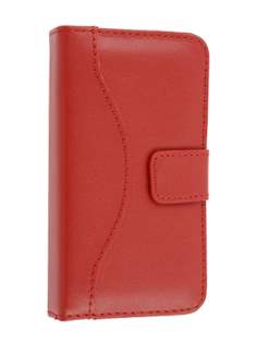 TS-CASE Genuine Leather Wallet Case for iPhone 4/4S - Red