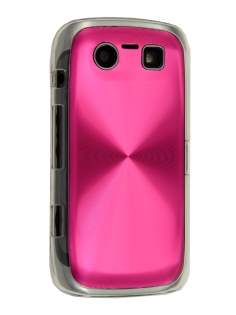 BlackBerry Torch 9860 Grain Plated Aluminium Hard Case - Hot Pink/Clear