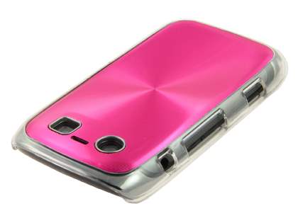 BlackBerry Torch 9860 Grain Plated Aluminium Hard Case - Hot Pink/Clear