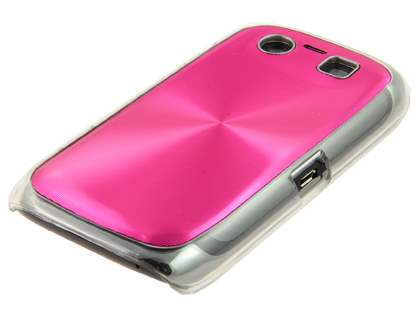 BlackBerry Torch 9860 Grain Plated Aluminium Hard Case - Hot Pink/Clear