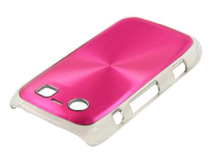BlackBerry Torch 9860 Grain Plated Aluminium Hard Case - Hot Pink/Clear