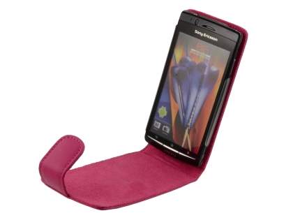 Sony Ericsson XPERIA Arc/Arc S Genuine Leather Flip Case - Pink