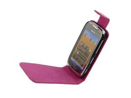 Synthetic Leather Flip Case for Nokia C7 - Pink