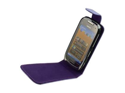 Synthetic Leather Flip Case for Nokia C7 - Purple