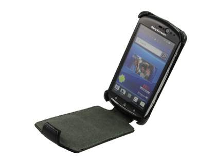 Synthetic Leather Flip Case for Sony Ericsson Xperia neo MT15i - Black