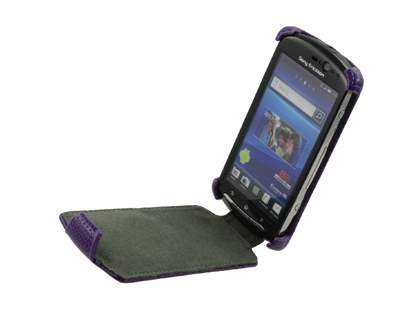 Synthetic Leather Flip Case for Sony Ericsson Xperia neo MT15i - Purple