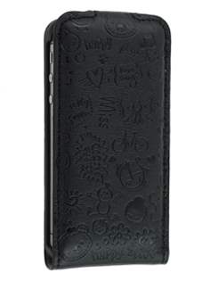 Lopez iPhone 4/4S Slim Synthetic Leather Flip Case - Night Black
