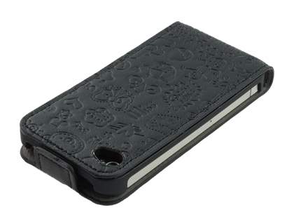 Lopez iPhone 4/4S Slim Synthetic Leather Flip Case - Night Black