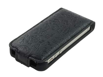 Lopez iPhone 4/4S Slim Synthetic Leather Flip Case - Night Black