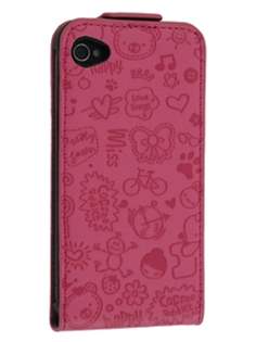 Lopez iPhone 4/4S Slim Synthetic Leather Flip Case - Hot Pink